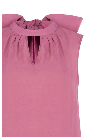 Blusa fluida em mistura de liocel com laço atrás Rinascimento