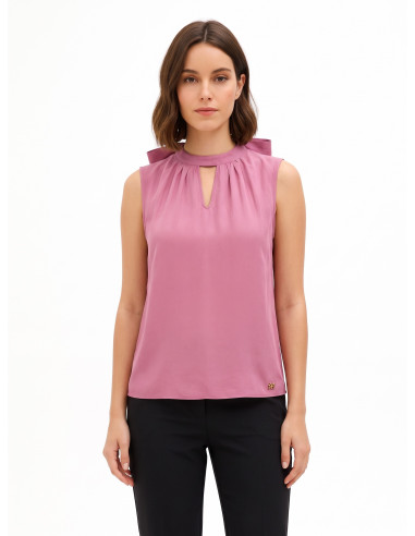 Blusa fluida em mistura de liocel com laço atrás Rinascimento