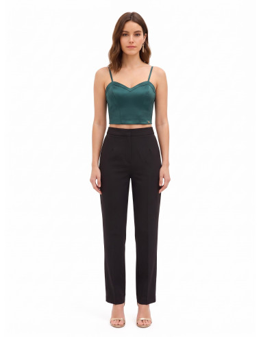 Crop top bustier em cetim com armação Rinascimento