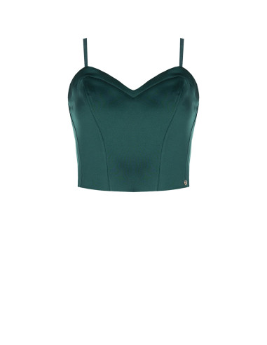 Crop top bustier em cetim com armação Rinascimento