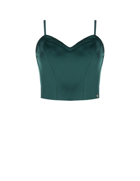 Crop top bustier em cetim com armação Rinascimento