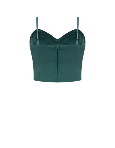 Crop top bustier em cetim com armação Rinascimento