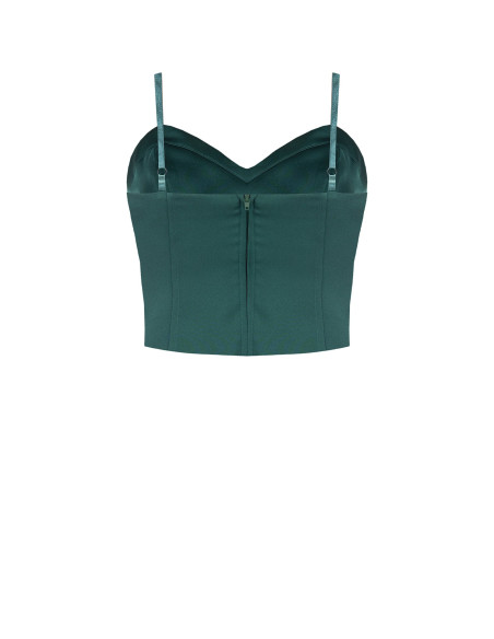 Crop top bustier em cetim com armação Rinascimento
