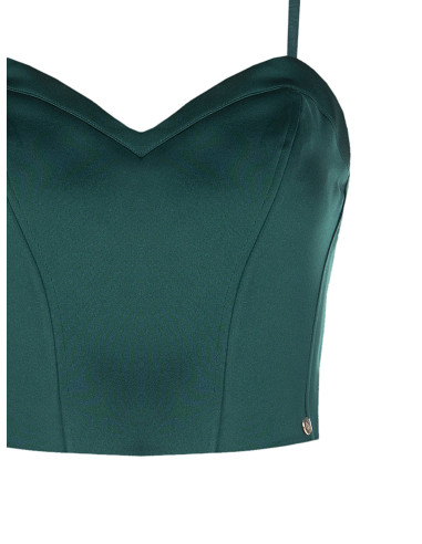 Crop top bustier em cetim com armação Rinascimento