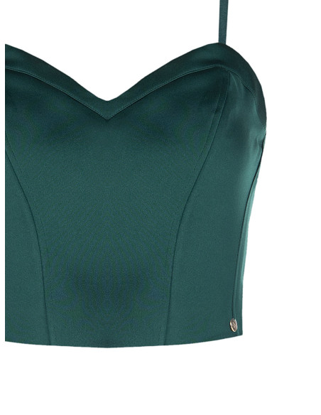 Crop top bustier em cetim com armação Rinascimento