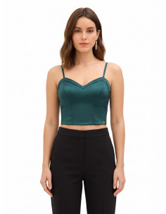 Crop top bustier em cetim com armação Rinascimento