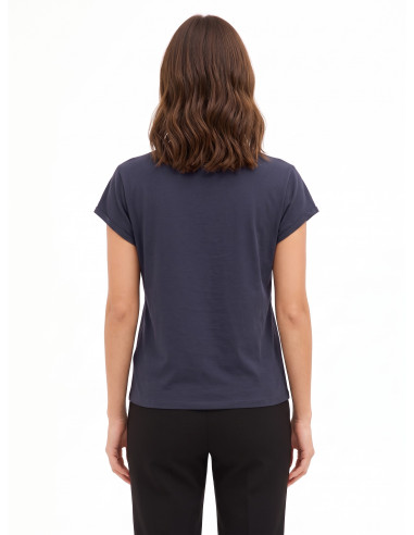 T-Shirt regular em mistura de algodão com a inscrição Dreamer em corrente fina Rinascimento