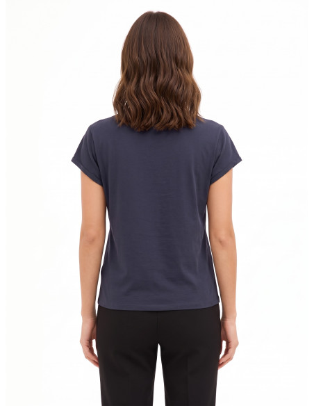 T-Shirt regular em mistura de algodão com a inscrição Dreamer em corrente fina Rinascimento