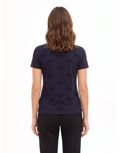 T-shirt regular em mistura de algodão com motivo de logótipo RR flocado Rinascimento