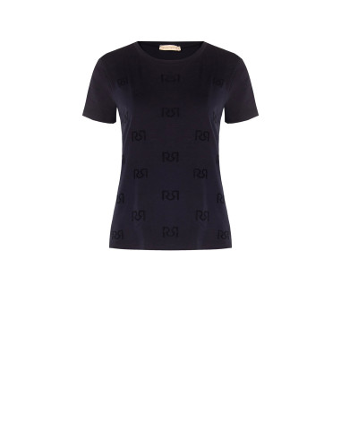 T-shirt regular em mistura de algodão com motivo de logótipo RR flocado Rinascimento