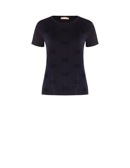 T-shirt regular em mistura de algodão com motivo de logótipo RR flocado Rinascimento
