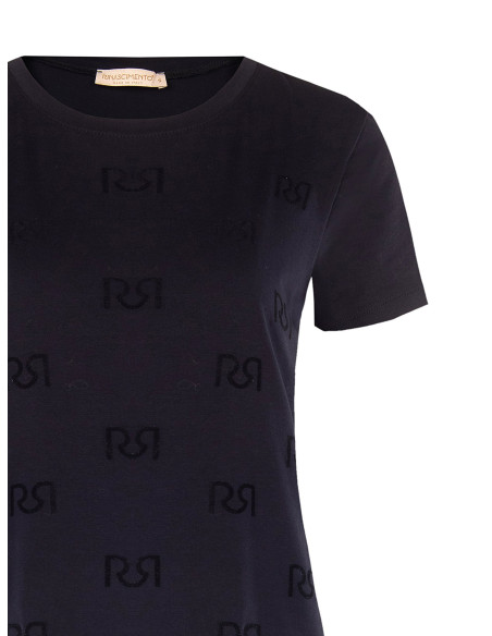 T-shirt regular em mistura de algodão com motivo de logótipo RR flocado Rinascimento