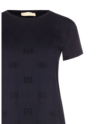 T-shirt regular em mistura de algodão com motivo de logótipo RR flocado Rinascimento