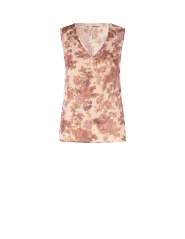 Top Amplo de Corte Trapézio em Georgette Floral com Gotas de Lurex Rinascimento