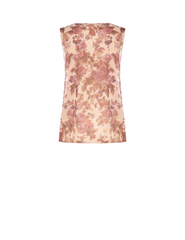 Top Amplo de Corte Trapézio em Georgette Floral com Gotas de Lurex Rinascimento