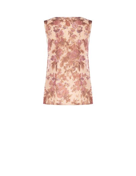 Top Amplo de Corte Trapézio em Georgette Floral com Gotas de Lurex Rinascimento