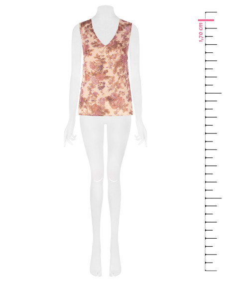 Top Amplo de Corte Trapézio em Georgette Floral com Gotas de Lurex Rinascimento