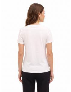 T-shirt regular de algodão com estampado geométrico e detalhes laminados Rinascimento 2