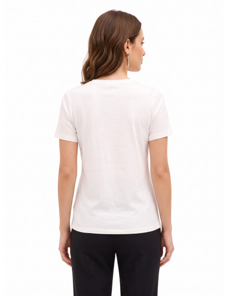 T-shirt regular de algodão com estampado geométrico e detalhes laminados Rinascimento
