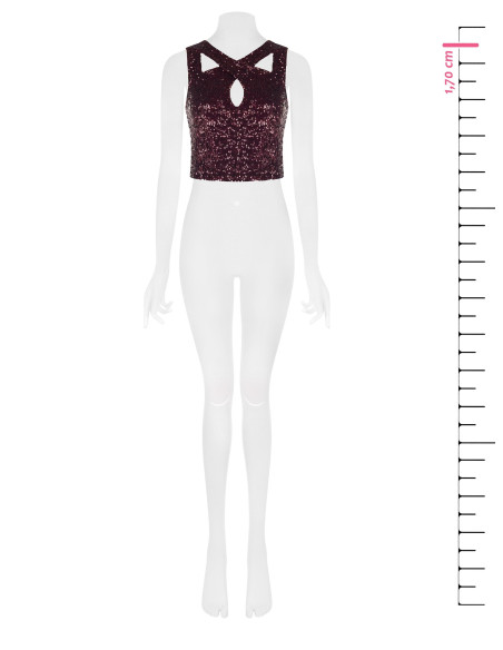 Crop top coberto de lantejoulas com cut-out Rinascimento
