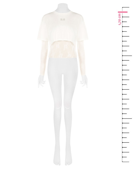 Conjunto de top em renda e crop top em algodão com logótipo RR em strass Rinascimento