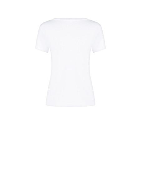 T-shirt regular em mistura de algodão com estampado de desfile em flocagem Rinascimento