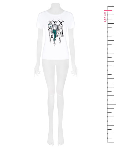 T-shirt regular em mistura de algodão com estampado de desfile em flocagem Rinascimento
