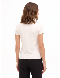 T-shirt de corte regular em mistura de algodão com estampado de slogan e strass Rinascimento 2