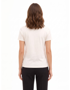 T-shirt de corte regular em mistura de algodão com estampado de figura feminina e cristais Rinascimento 2