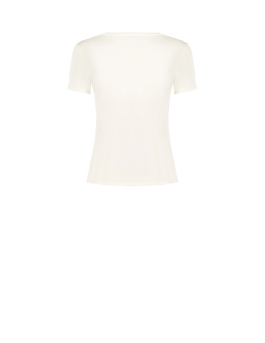 T-Shirt Regular de Algodão com Flores Laminadas e Pérolas Rinascimento