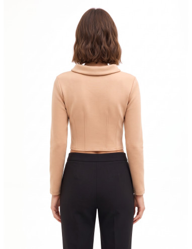 Camisola curta em neoprene leve com punhos de camisa Rinascimento