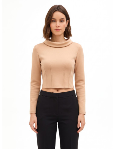 Camisola curta em neoprene leve com punhos de camisa Rinascimento