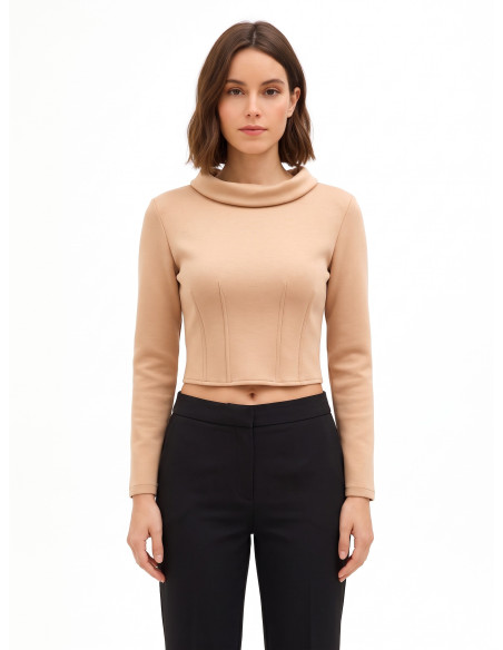Camisola curta em neoprene leve com punhos de camisa Rinascimento