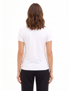 T-shirt regular em mistura de algodão com estampado de slogan e strass Rinascimento 2