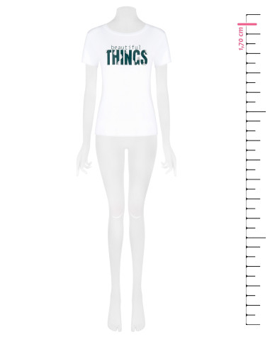 T-shirt regular em mistura de algodão com estampado de slogan e strass Rinascimento