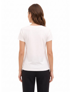 T-Shirt Regular em Algodão com Estampado Fashion e Franjas de Strass Rinascimento 2
