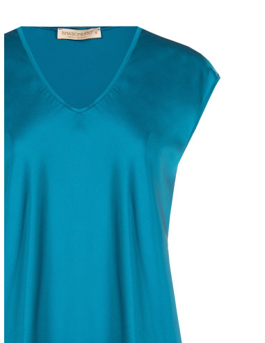 Blusa fluida de cetim com decote em V Rinascimento