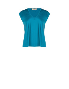 Blusa fluida de cetim com decote em V Rinascimento