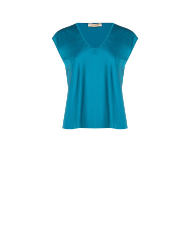 Blusa fluida de cetim com decote em V Rinascimento