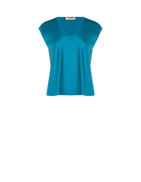 Blusa fluida de cetim com decote em V Rinascimento