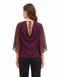 Blusa fluida em georgette com capa integrada Rinascimento 2