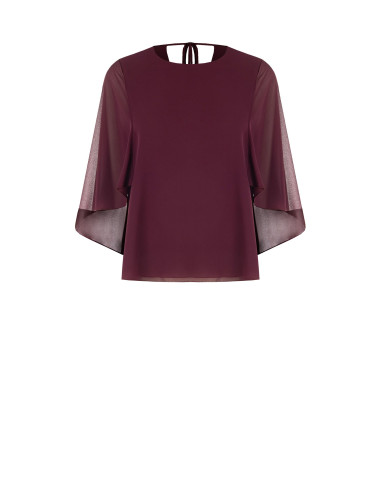 Blusa fluida em georgette com capa integrada Rinascimento
