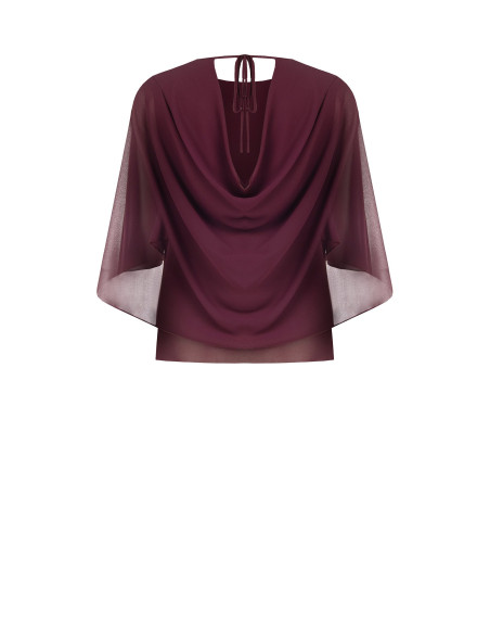 Blusa fluida em georgette com capa integrada Rinascimento