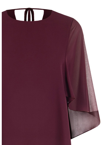 Blusa fluida em georgette com capa integrada Rinascimento