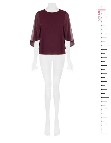 Blusa fluida em georgette com capa integrada Rinascimento