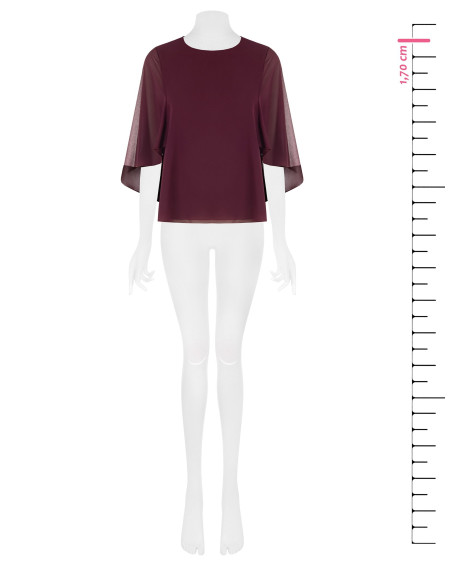 Blusa fluida em georgette com capa integrada Rinascimento