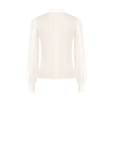 Camisa de georgette transparente com folhos de renda Rinascimento