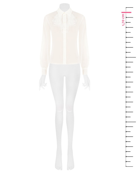 Camisa de georgette transparente com folhos de renda Rinascimento