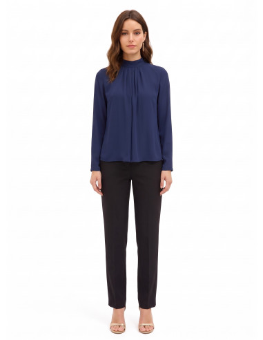 Blusa fluida em georgette com pregas à frente Rinascimento
