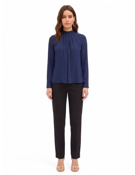 Blusa fluida em georgette com pregas à frente Rinascimento